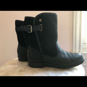UGG OREN BLK LEATHER SHEEPSKIN WATERPROOF BOOTS ,7